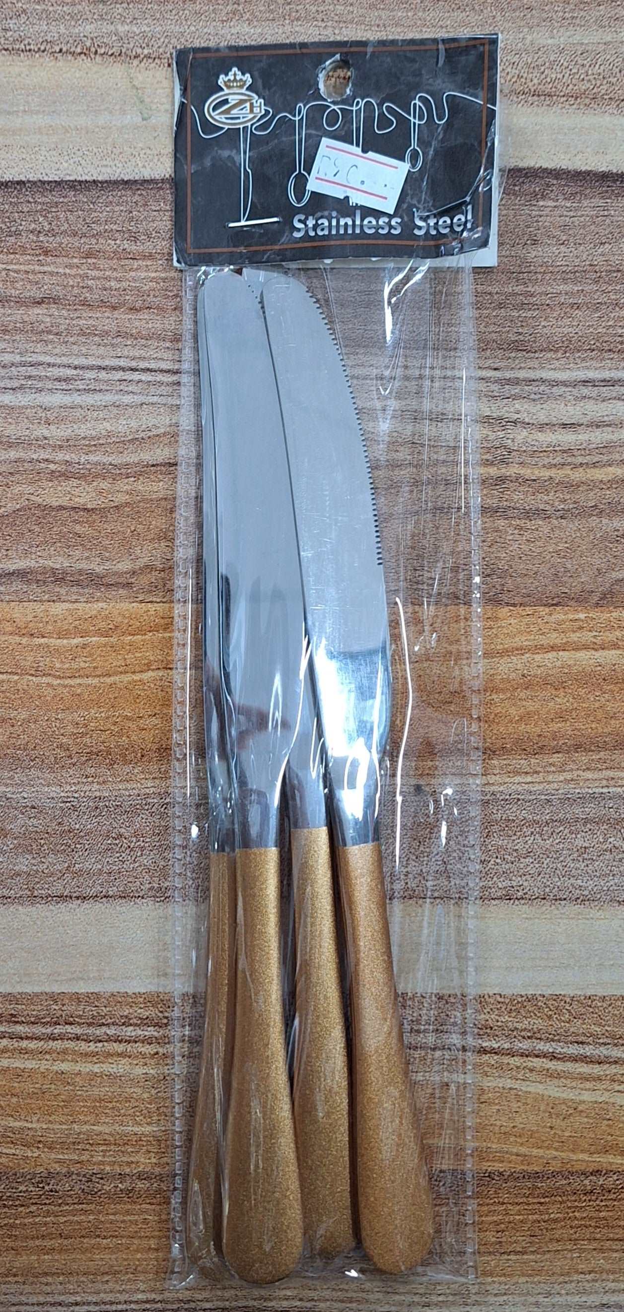 Gold and Sliver Stainless Steel Butter Knives - 4 Pieces