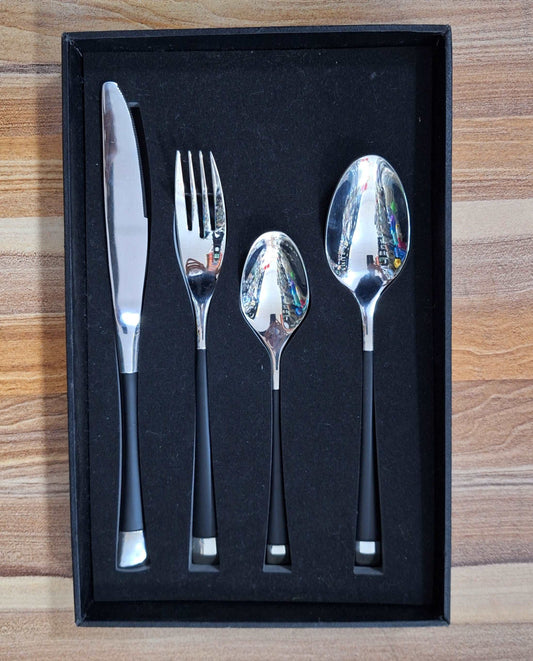 Proud Black and Silver 18/10 Stainless Steel Utensils Sets - 4 Pieces