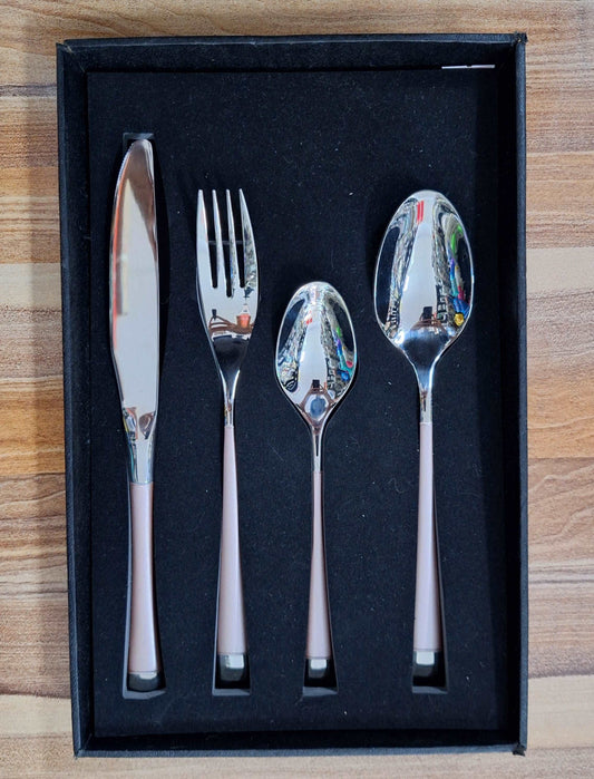 Proud Pink and Silver 18/10 Stainless Steel Utensils Sets - 4 Pieces