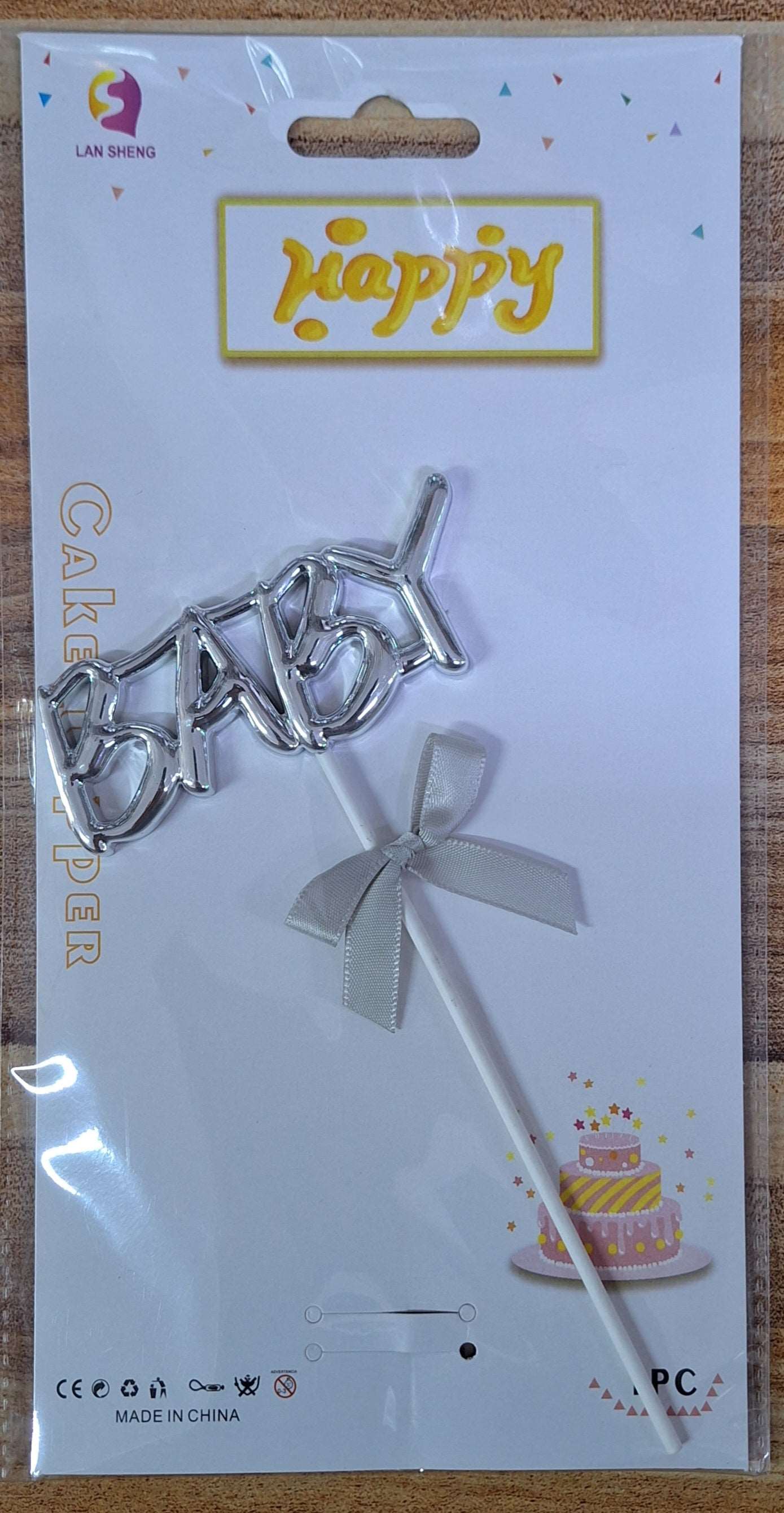 Silver 'Baby' Cake Topper