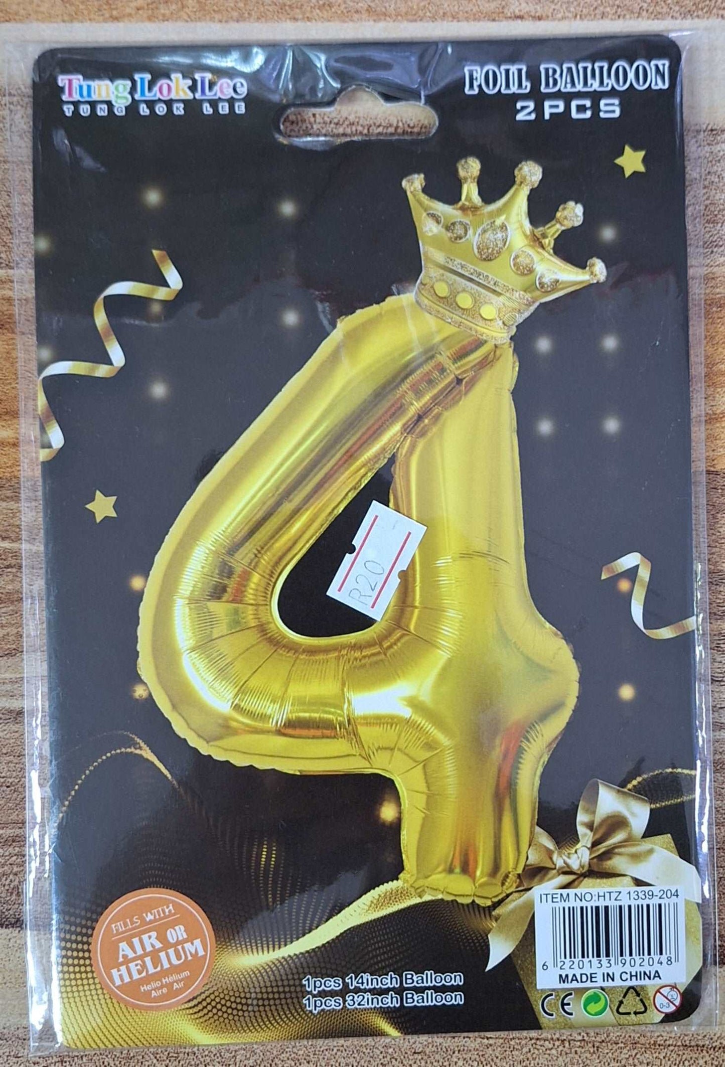 Gold Foil Balloon - 2 pieces (4 & crown)