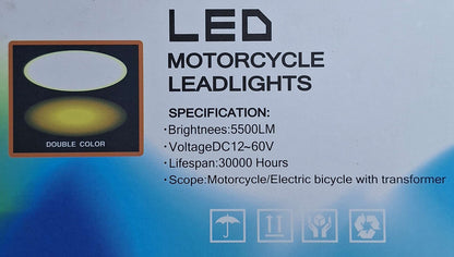 Motorcycle LED Headlights Dual Colour