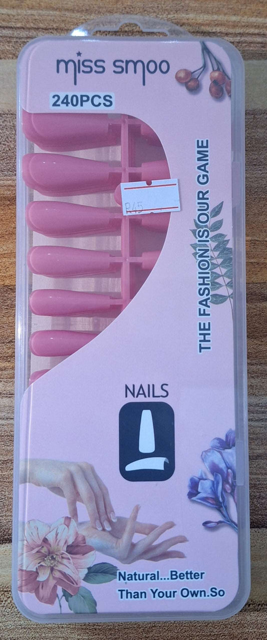 DIY Coffin Shaped Soft Gel Pink Nails - 240pcs