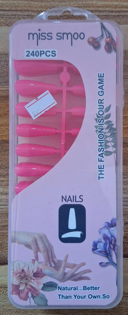 DIY Coffin Shaped Soft Gel Hot Pink Nails - 240pcs