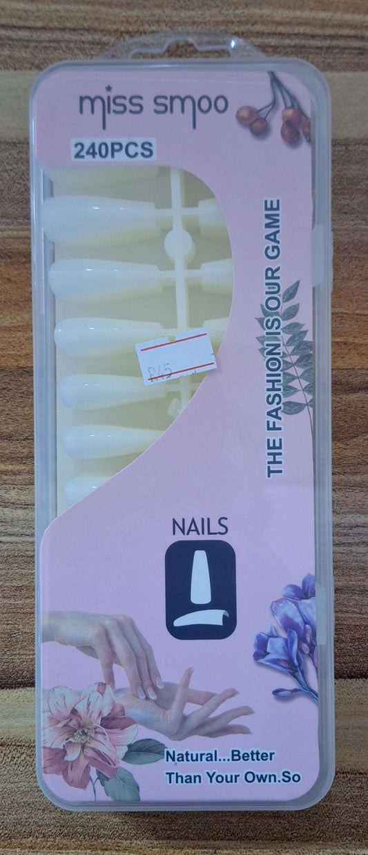 DIY Coffin Shaped Soft Gel White Nails - 240pcs