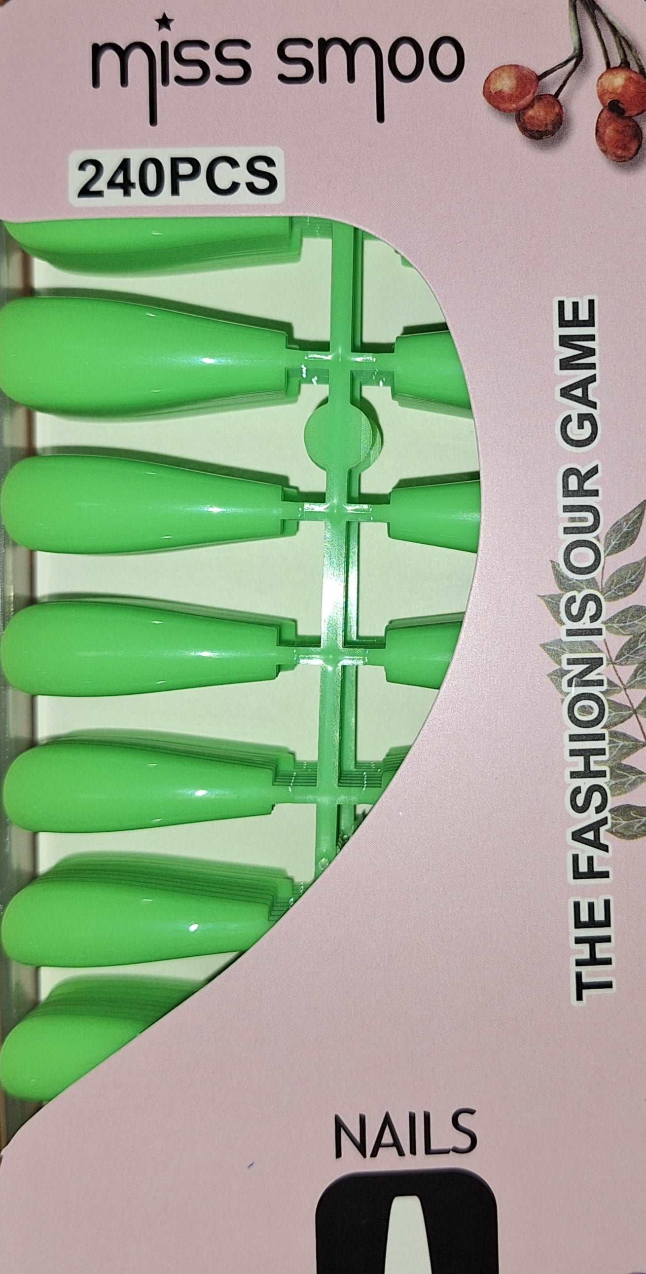 DIY Coffin Shaped Soft Gel Neon Green Nails