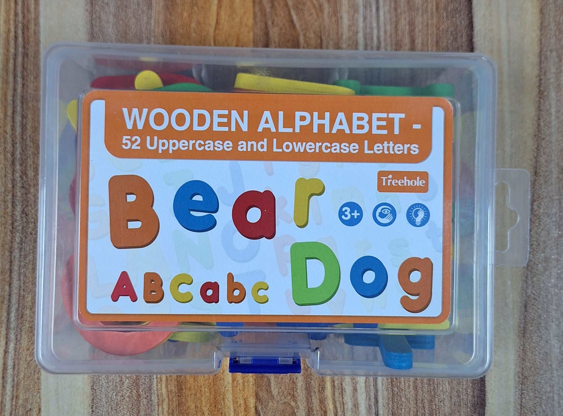 Wooden Alphabet (26 uppercase + 26 lowercase letters)