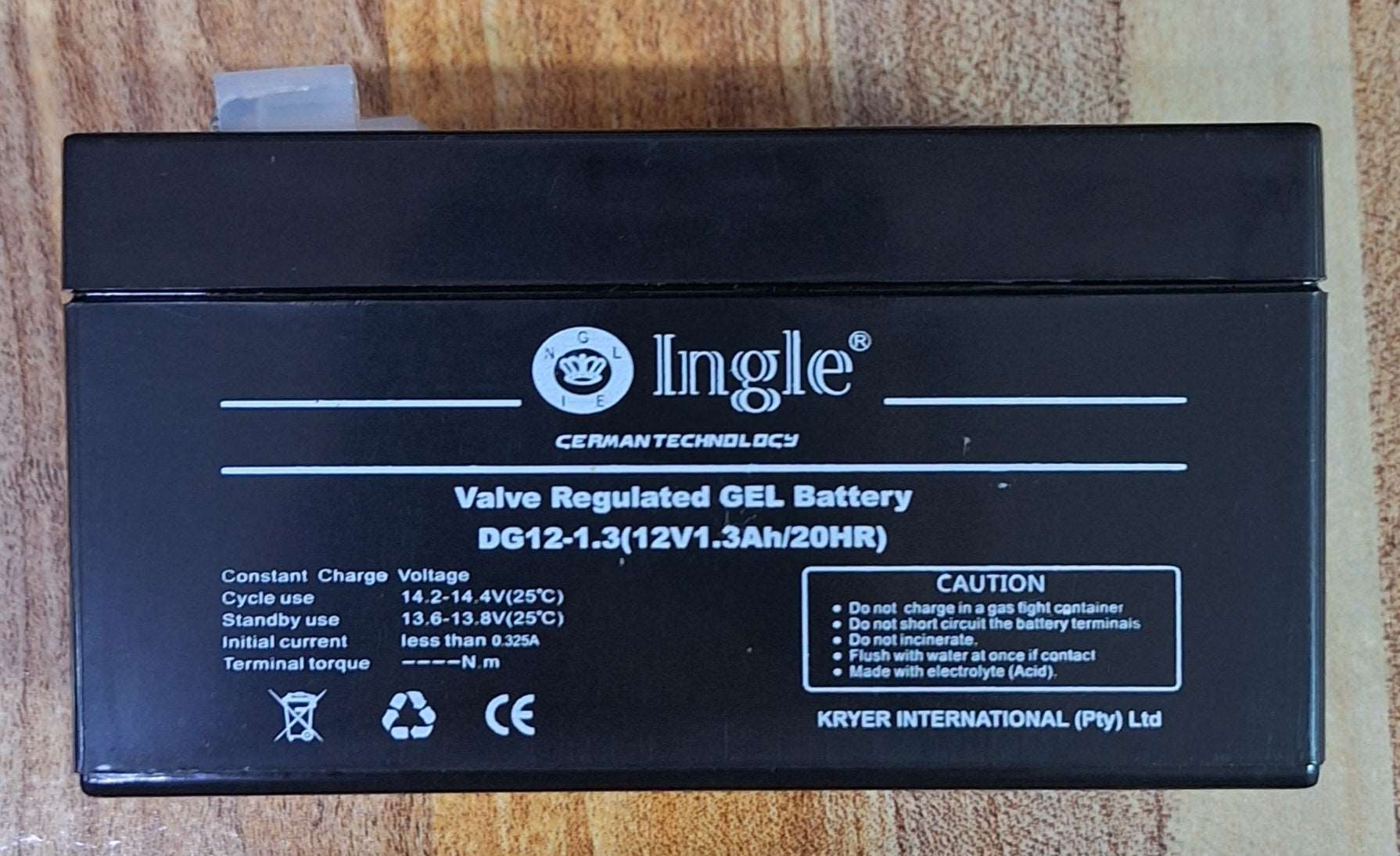 Ingle Valve Regulated Gel Battery (12v 1.3Ah)