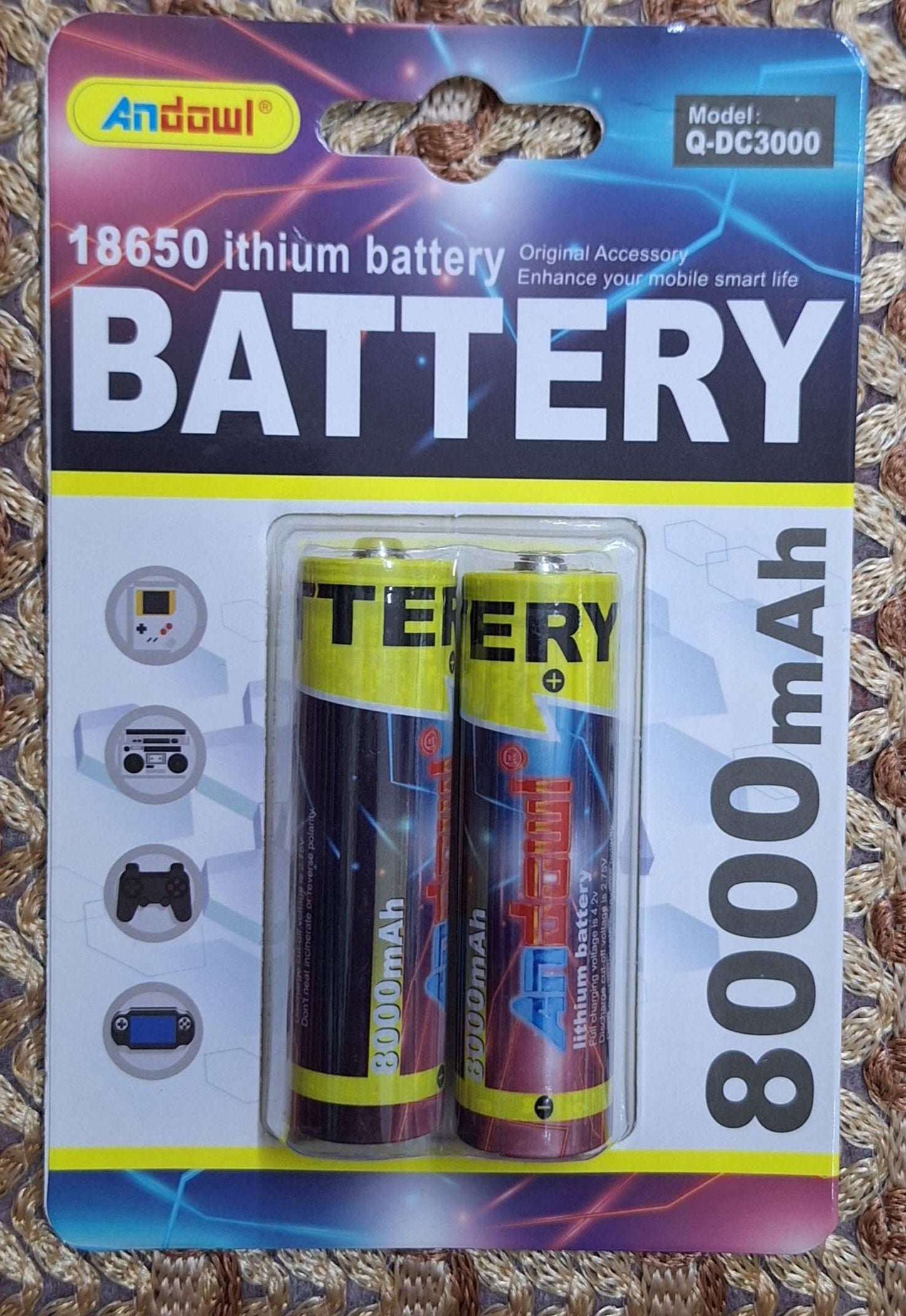 2 pack 18650 8000 mAh Batteries