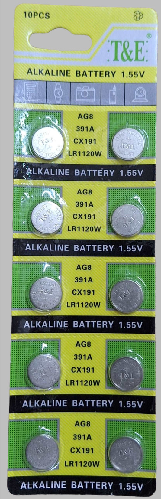 AG8 391A 1.5V CX191 LR1120W Alkaline Battery Pack - 10pcs