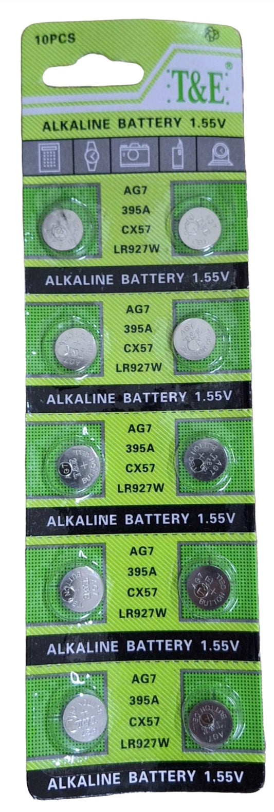 T&E 10pc AG7 1.55v Alkaline Batteries