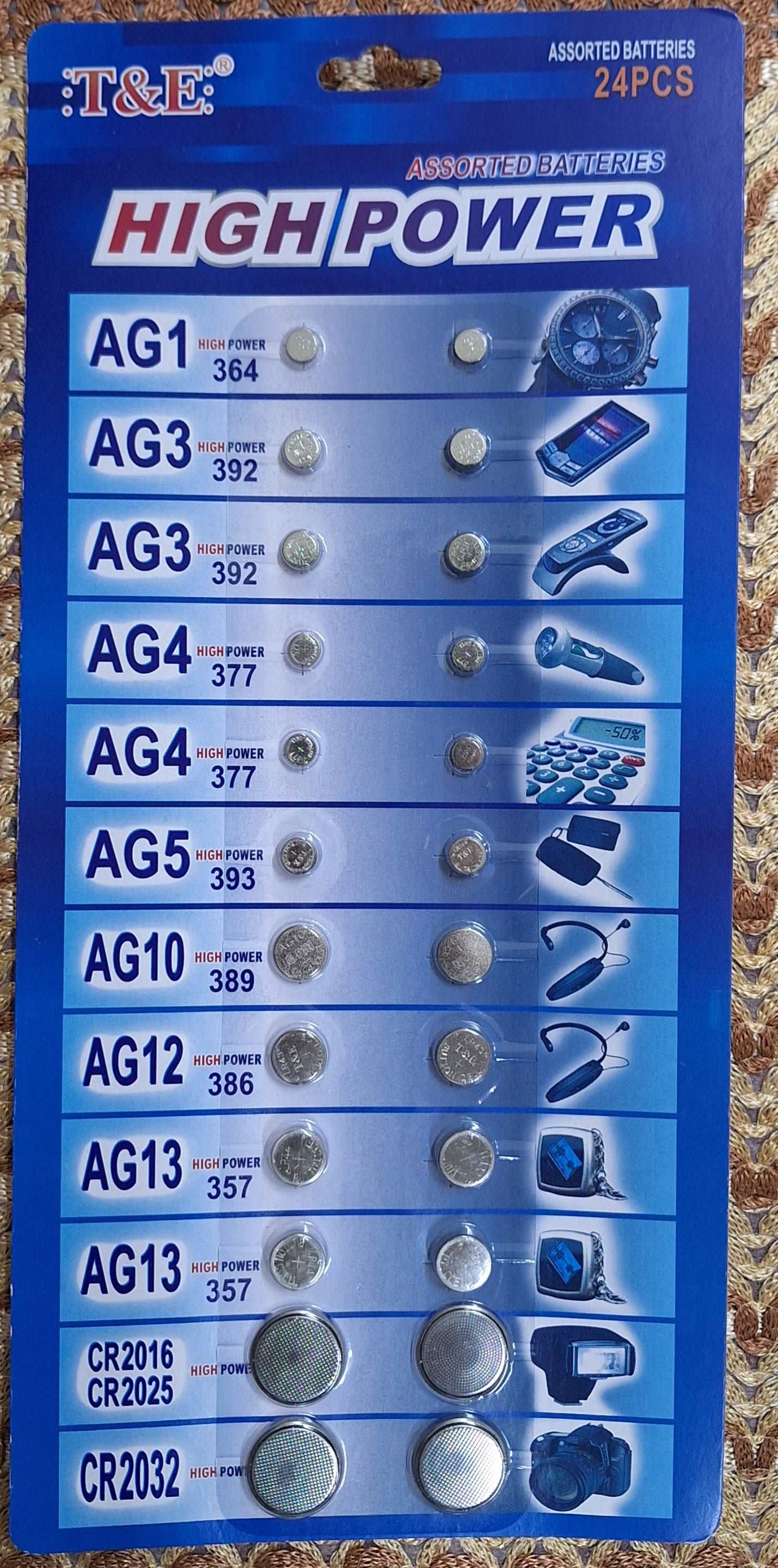 T&E Assorted 24pc Battery Pack