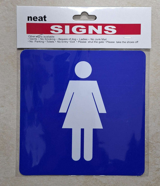 White on Blue Female Sign