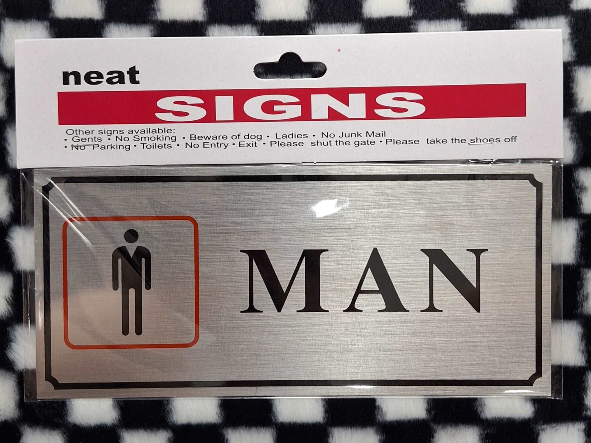 Black on Silver Man Metal Sign