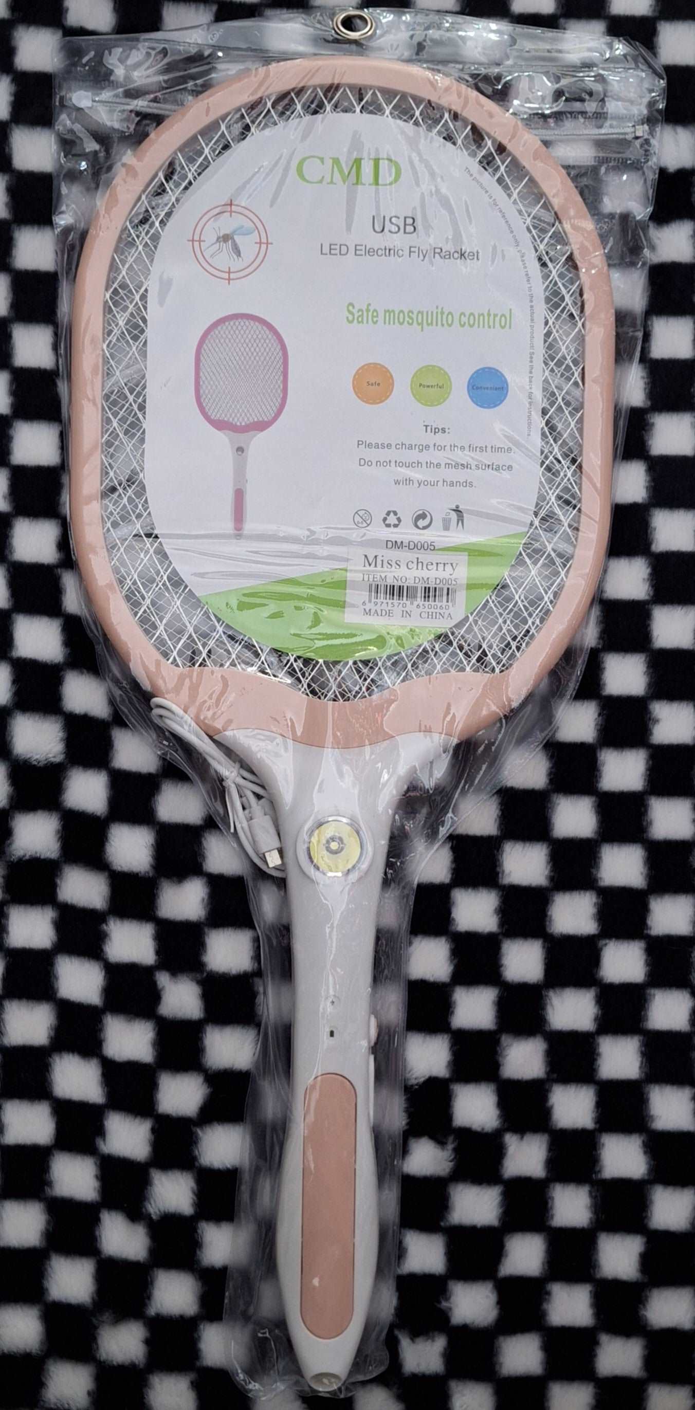 Rechargeable Mosquito/Fly Swatter (Peach & White)