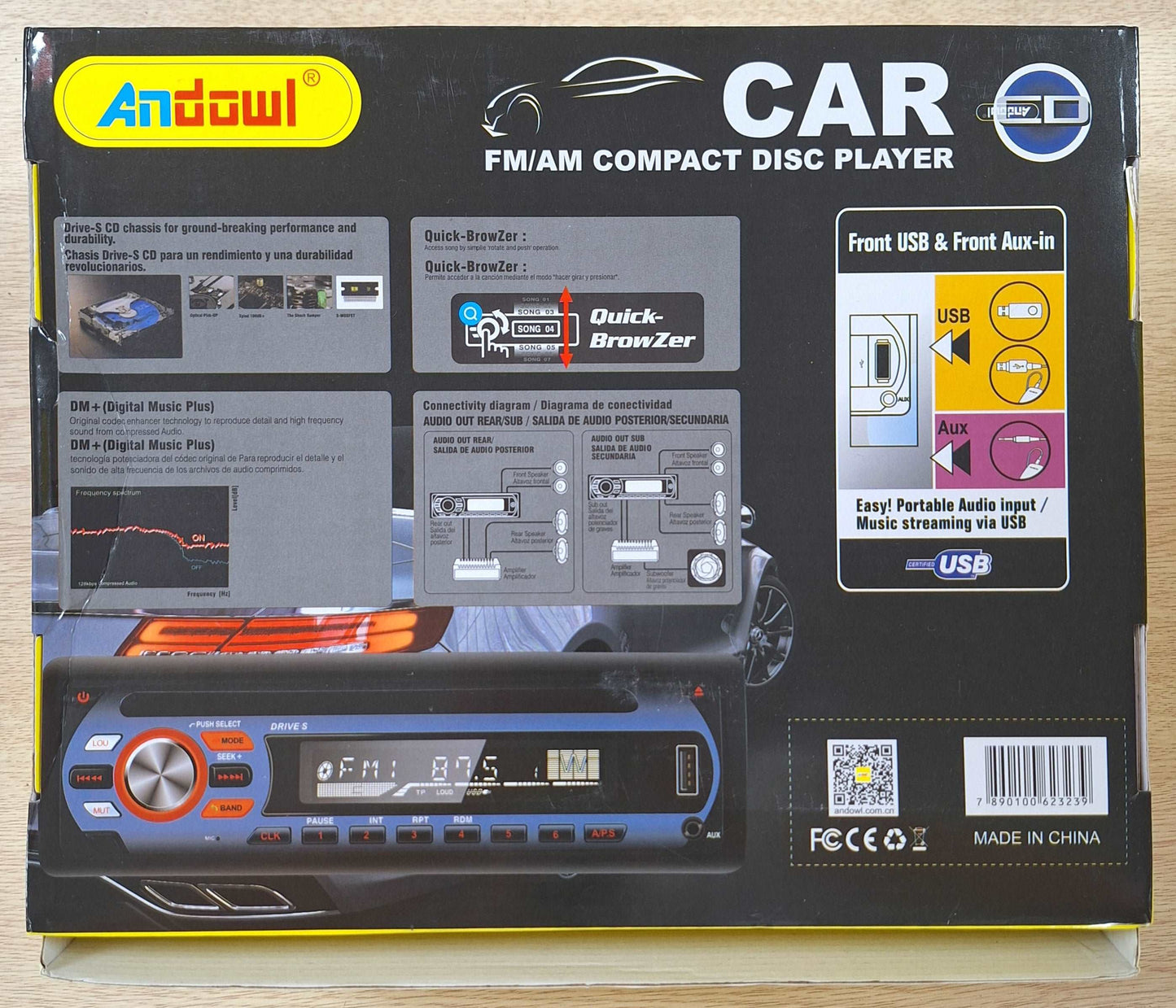 Andowl Car FM/AM Compact Disc Player - 52wx4