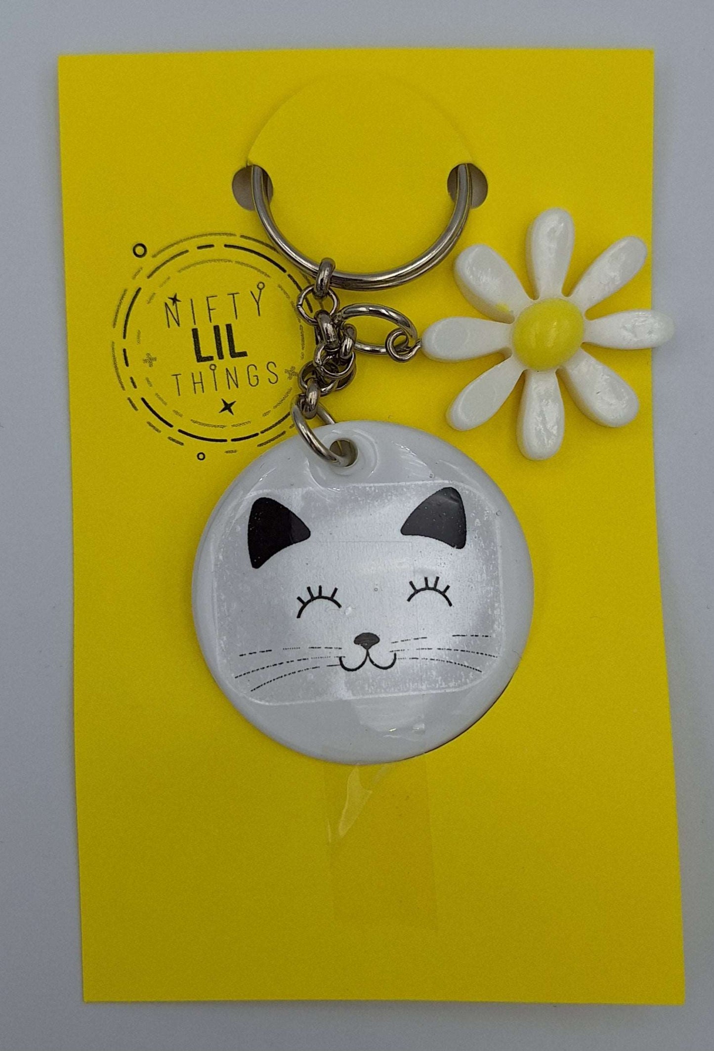 Custom-made Flower With Kitten Keyring