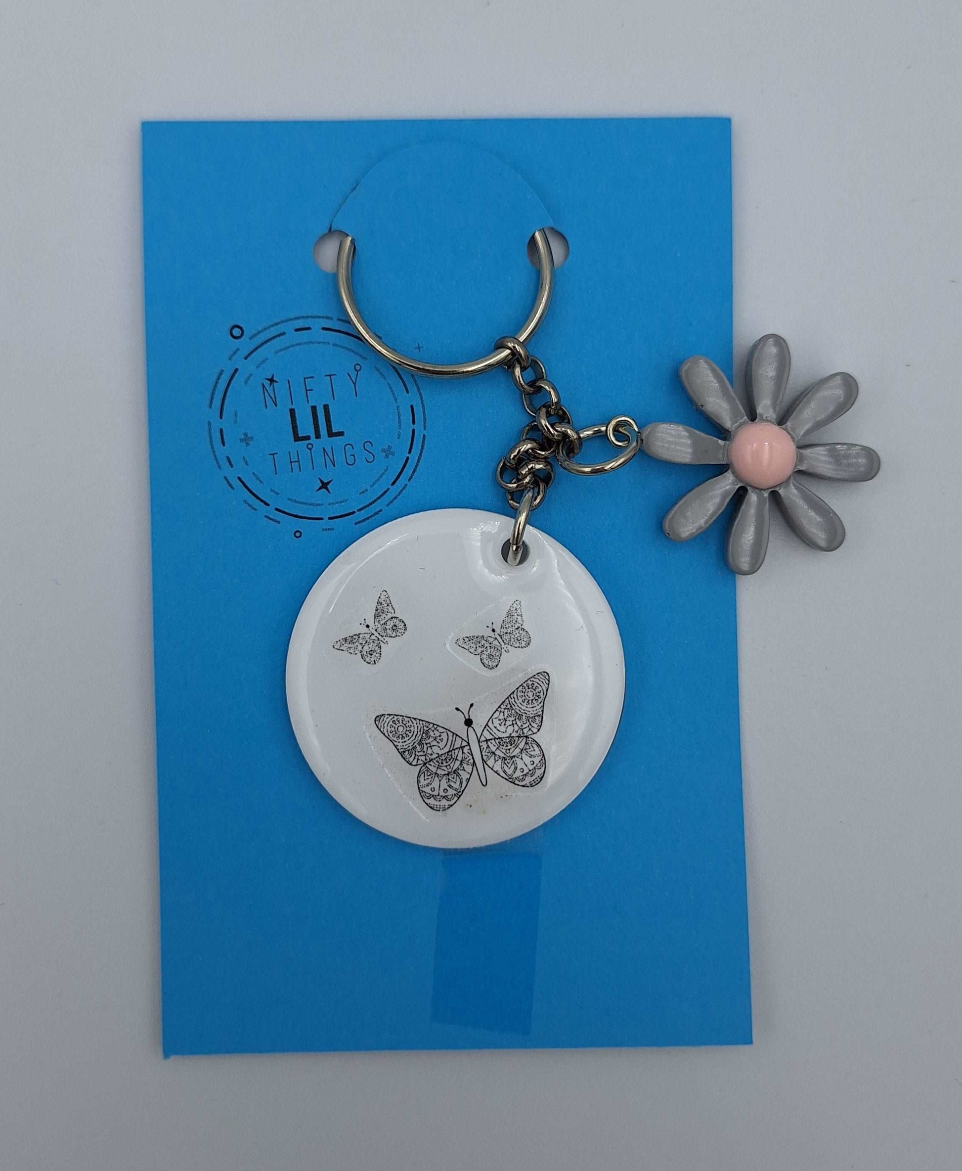 Custom-made Butterfly & Flower Keyring