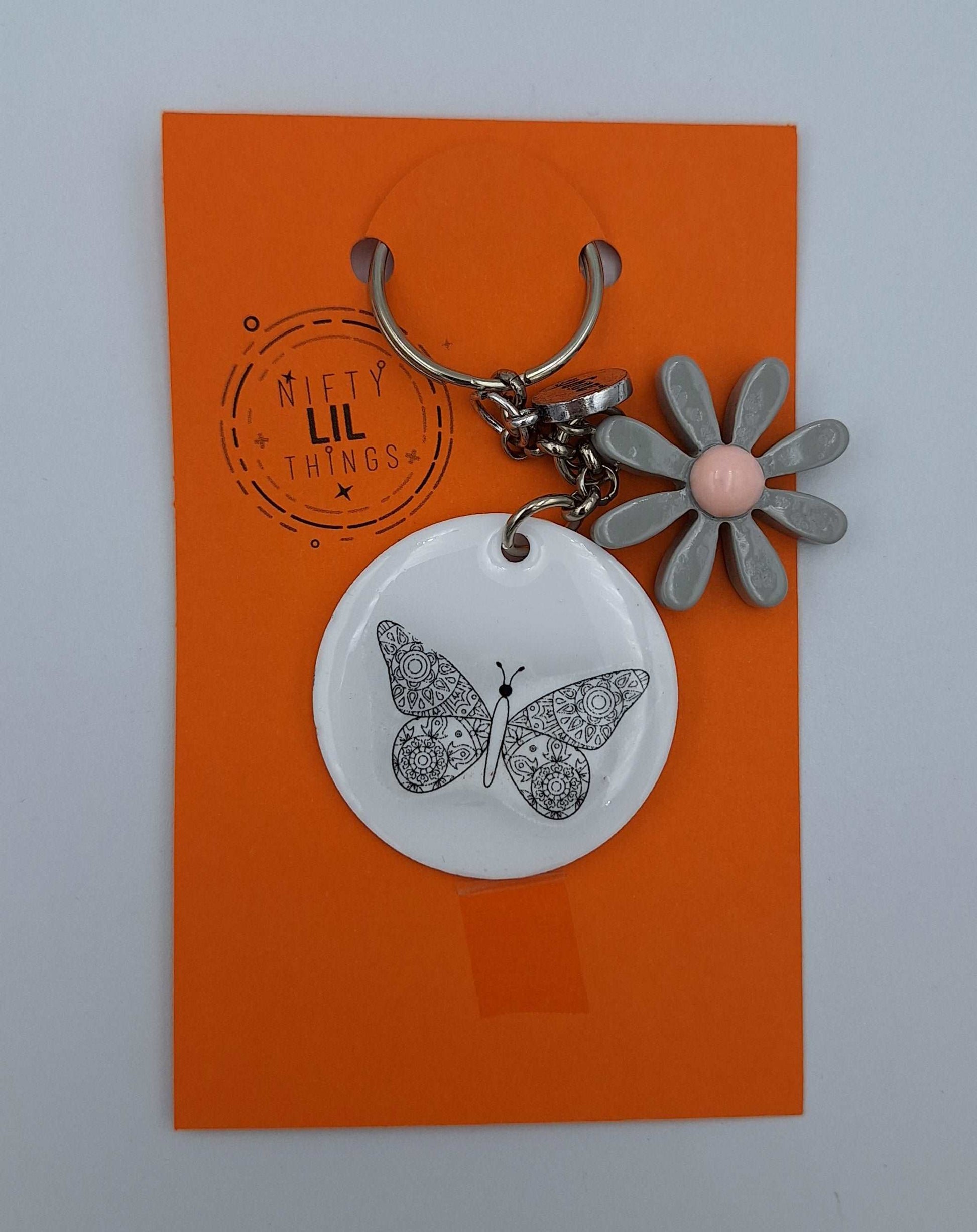 Custom-made Butterfly With Flower Keyring