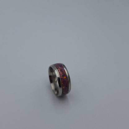 Stainless Steel 8mm Ring With Crushed Opals - Size 7