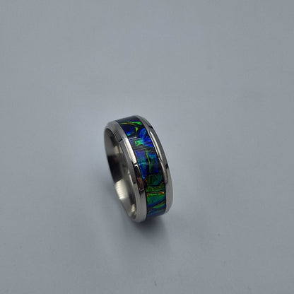 Stainless Steel 8mm Ring With Dichrolam Laminate - Size 7