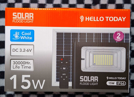 Hello Today Remote Controlled 15w Solar Outdoor Flood Light