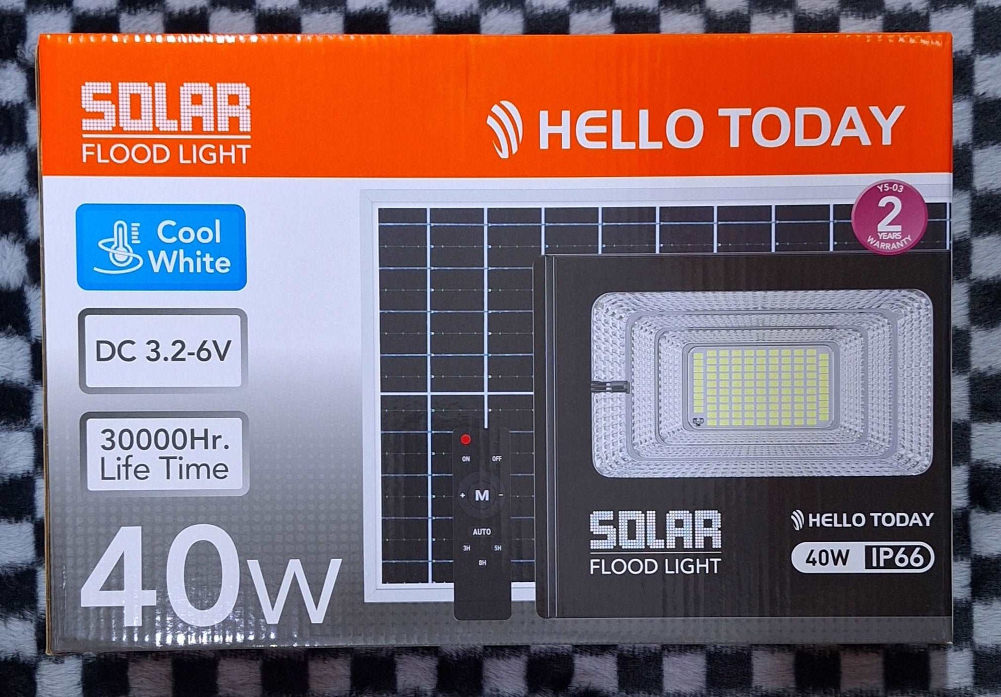 Hello Today Remote Controlled 40w Solar Outdoor Flood Light