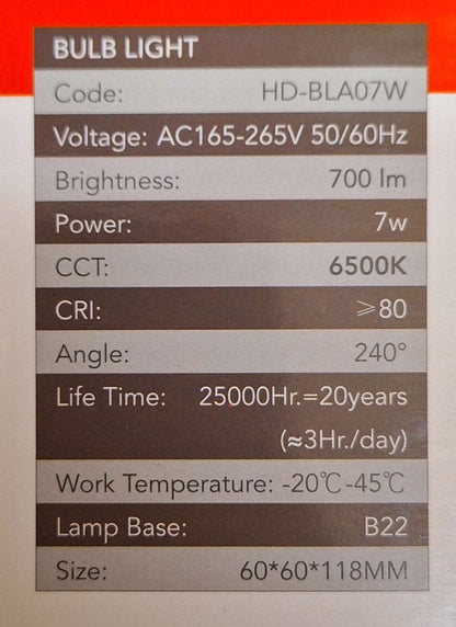 Hello Today 7w B22 With Light Sensor - Cool White (Please note this is not a Rechargeable Bulb)