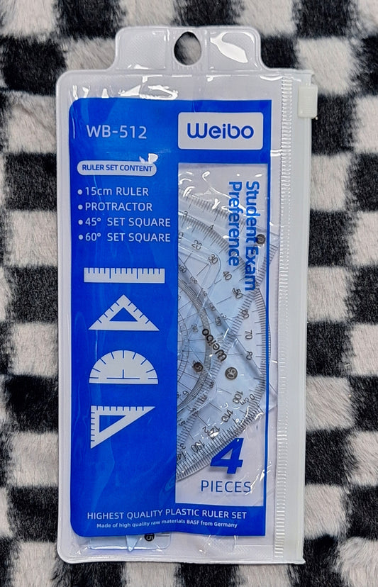 Weibo High Quality Plastic Ruler Set - 4pc