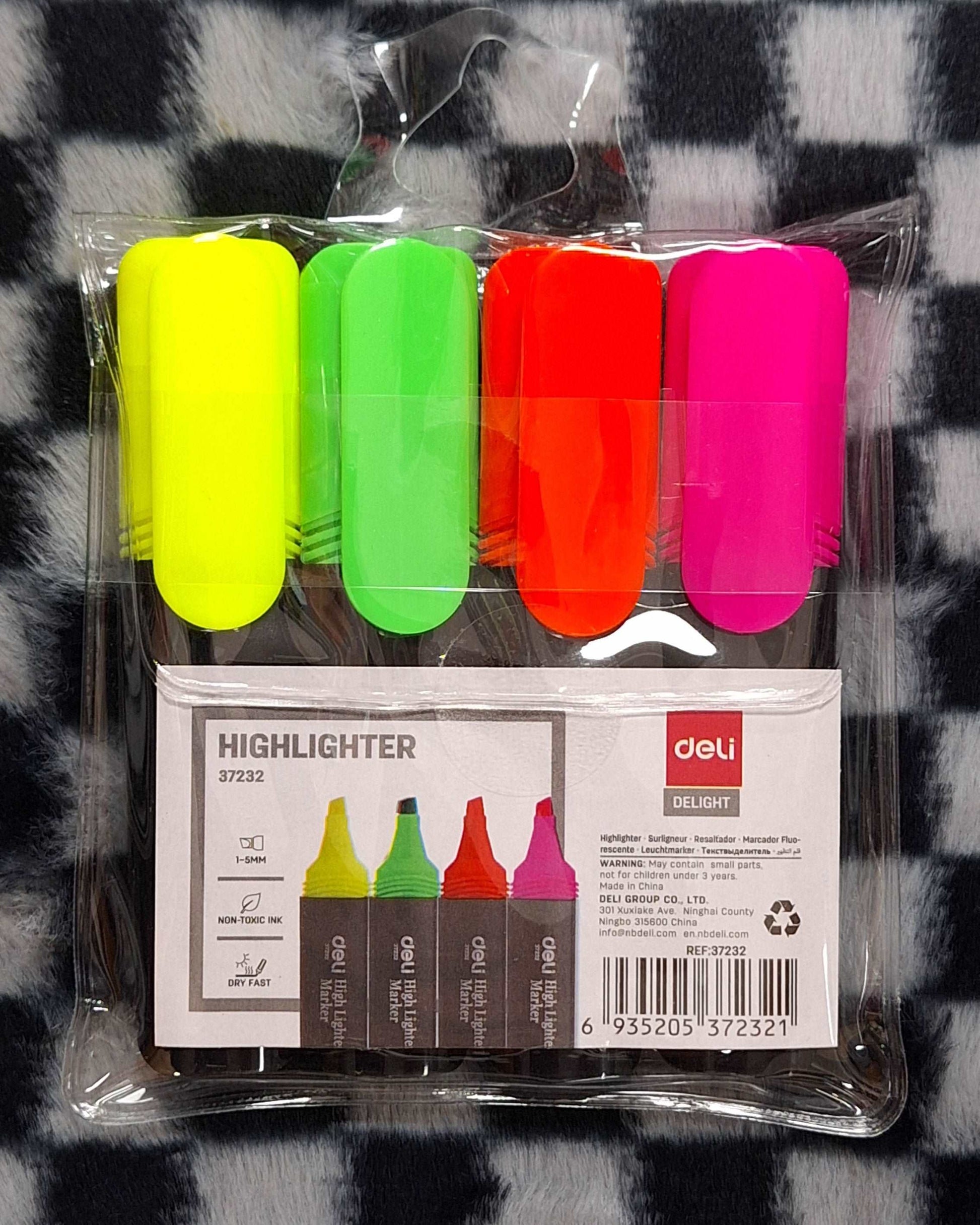 4pc Multicolored Highlighter Set