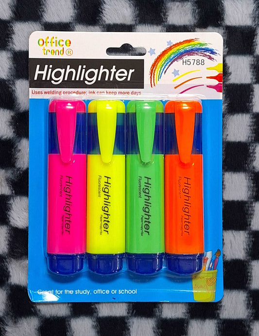 4pc Multicolored Highlighter Set