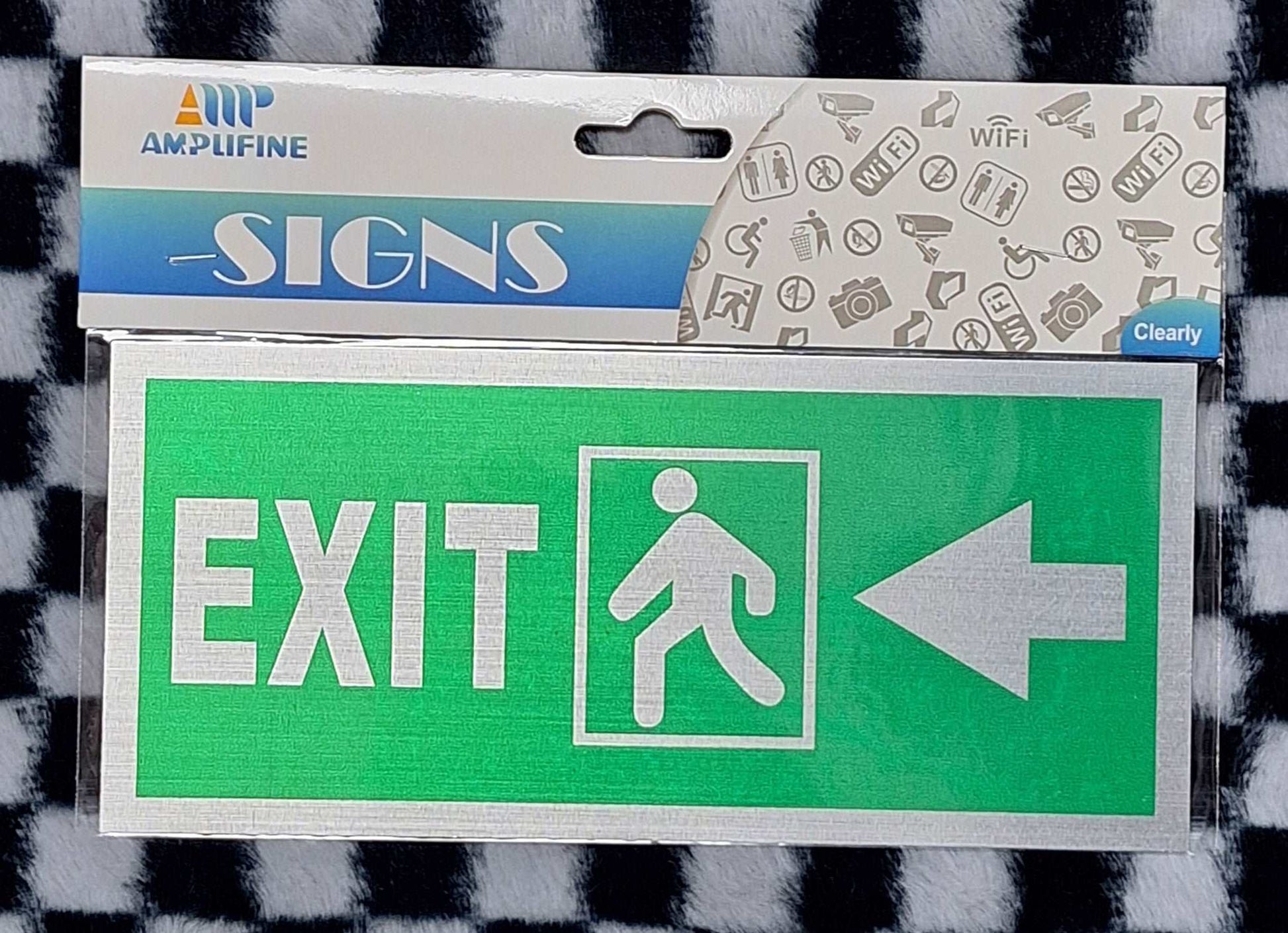 Green & Silver Exit Left Metal Sign