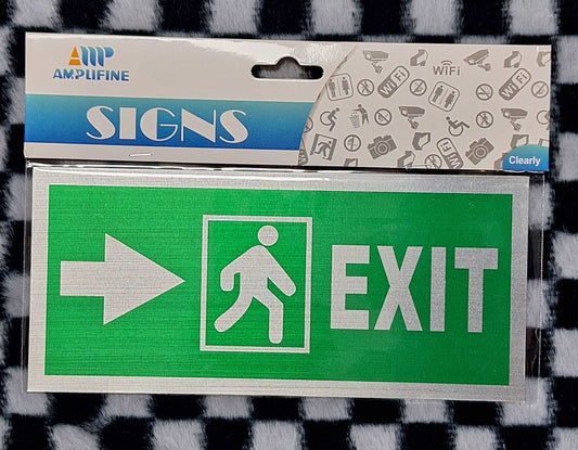 Green & Silver Exit Right Metal Sign