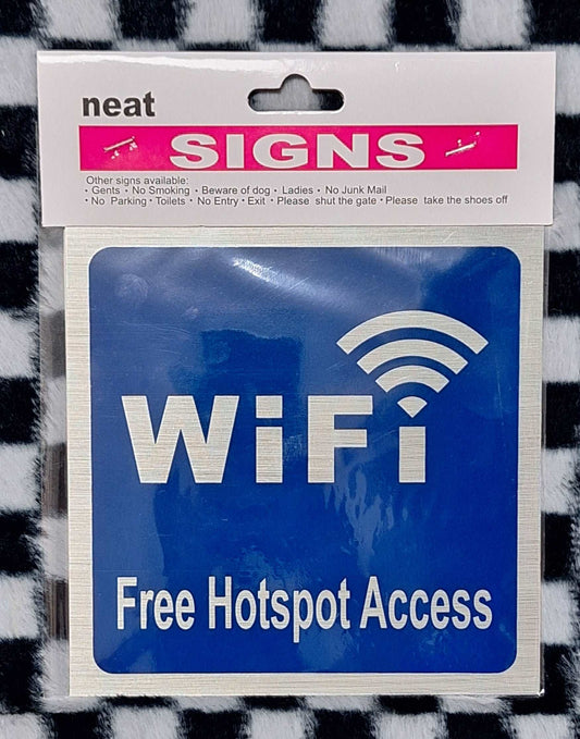 Blue & Silver WiFi-Free Hotspot Access Metal Sign