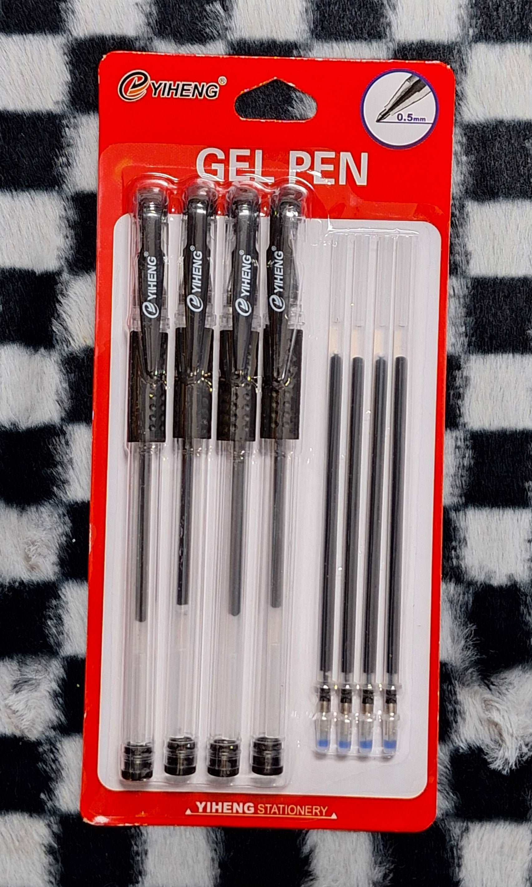 4pc Black Gel Pens With 4 Refills