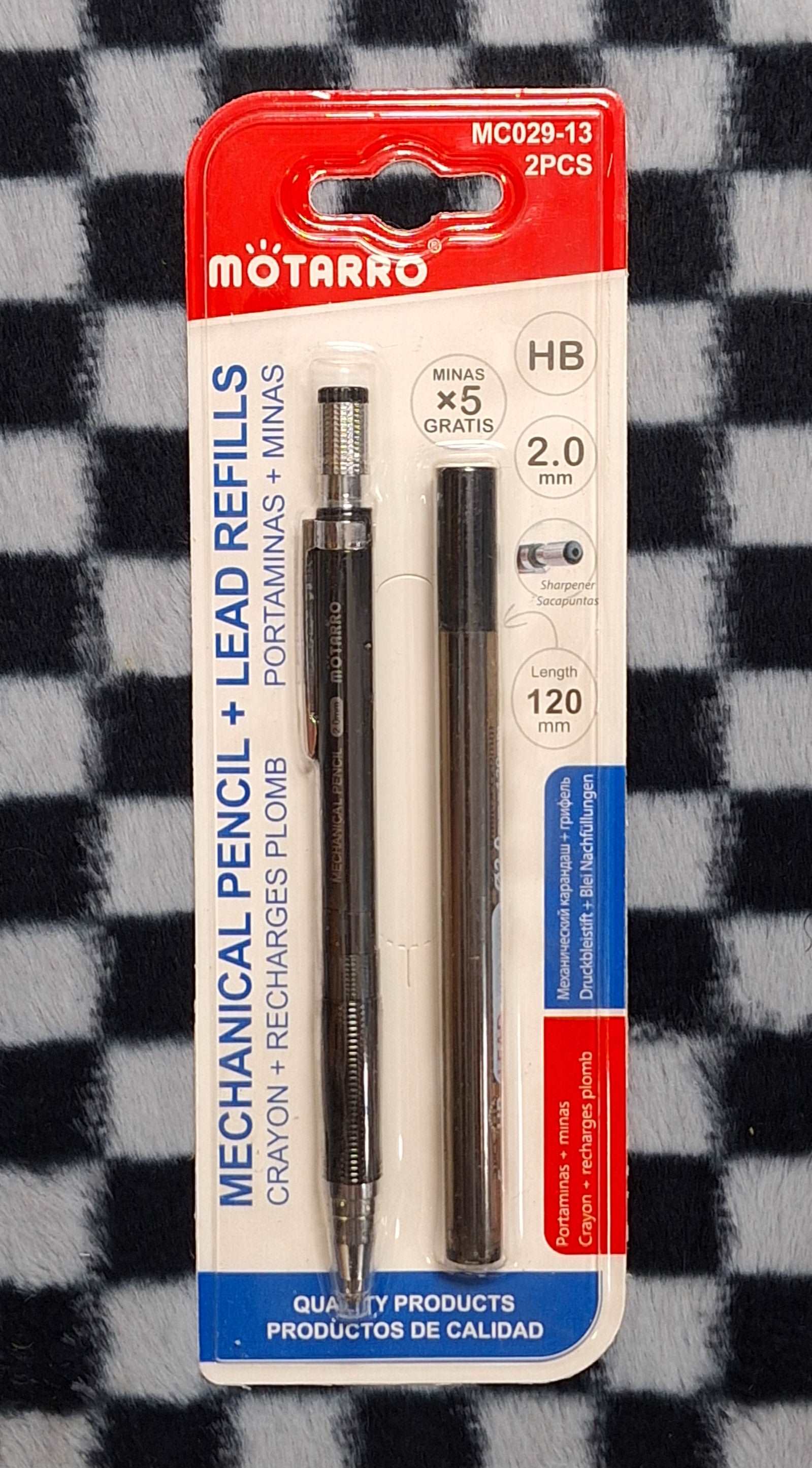 2pc MECHANICAL PENCIL + LEAD REFILLS - Black