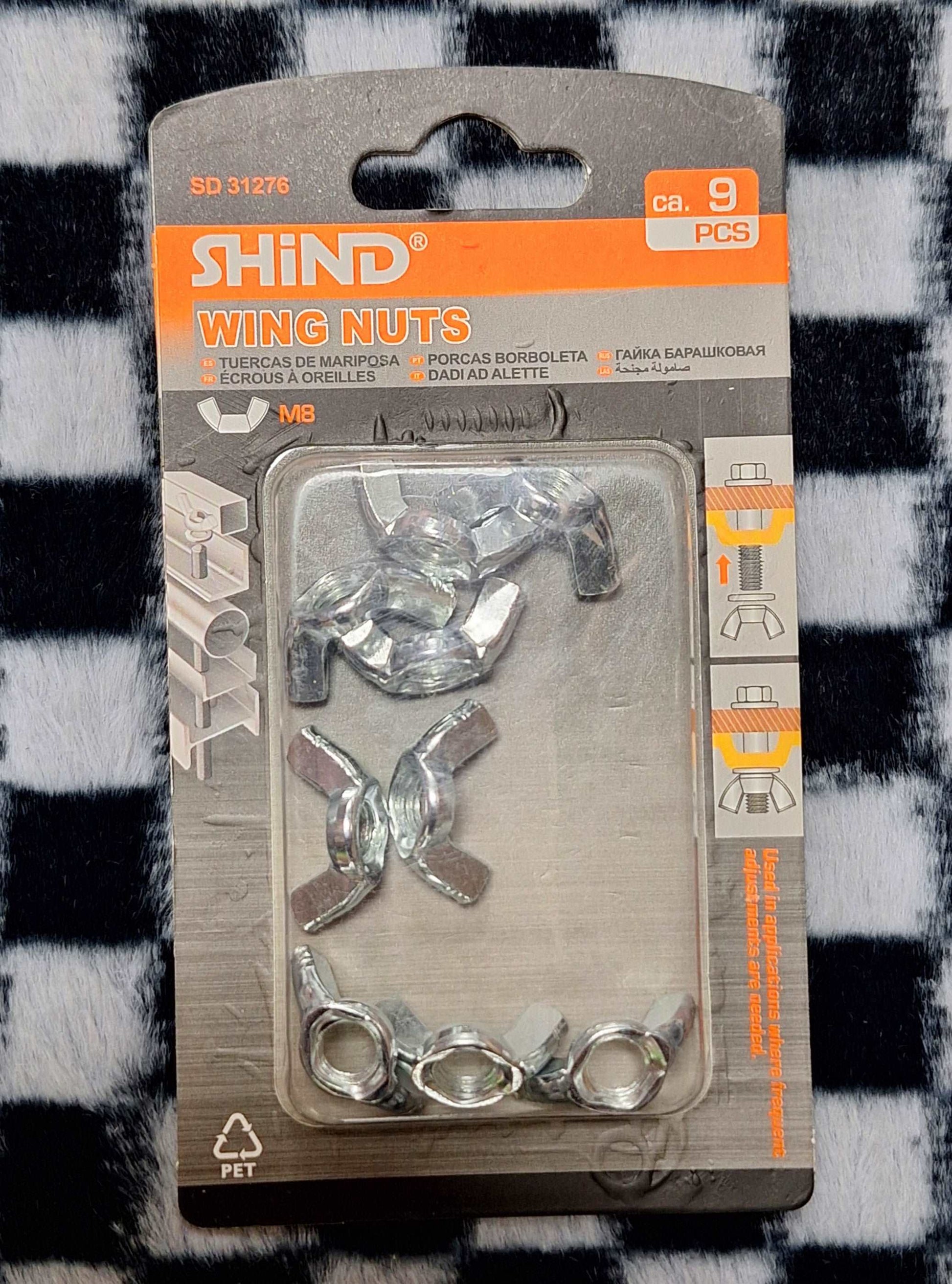 9pcs Wing Nuts M8