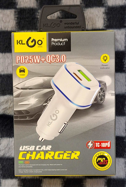 PD25W+QC3.0 Type-C & USB Mobile Phone Car Charger