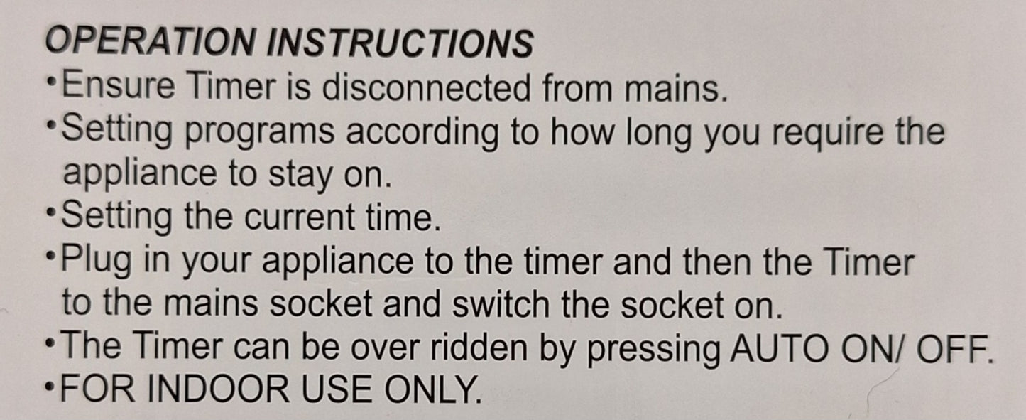 Andowl Q-DS115 AC220v Wall Socket Manual Timer