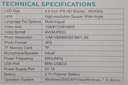 Full HDR Dash Camera - Double Recording Front & Back