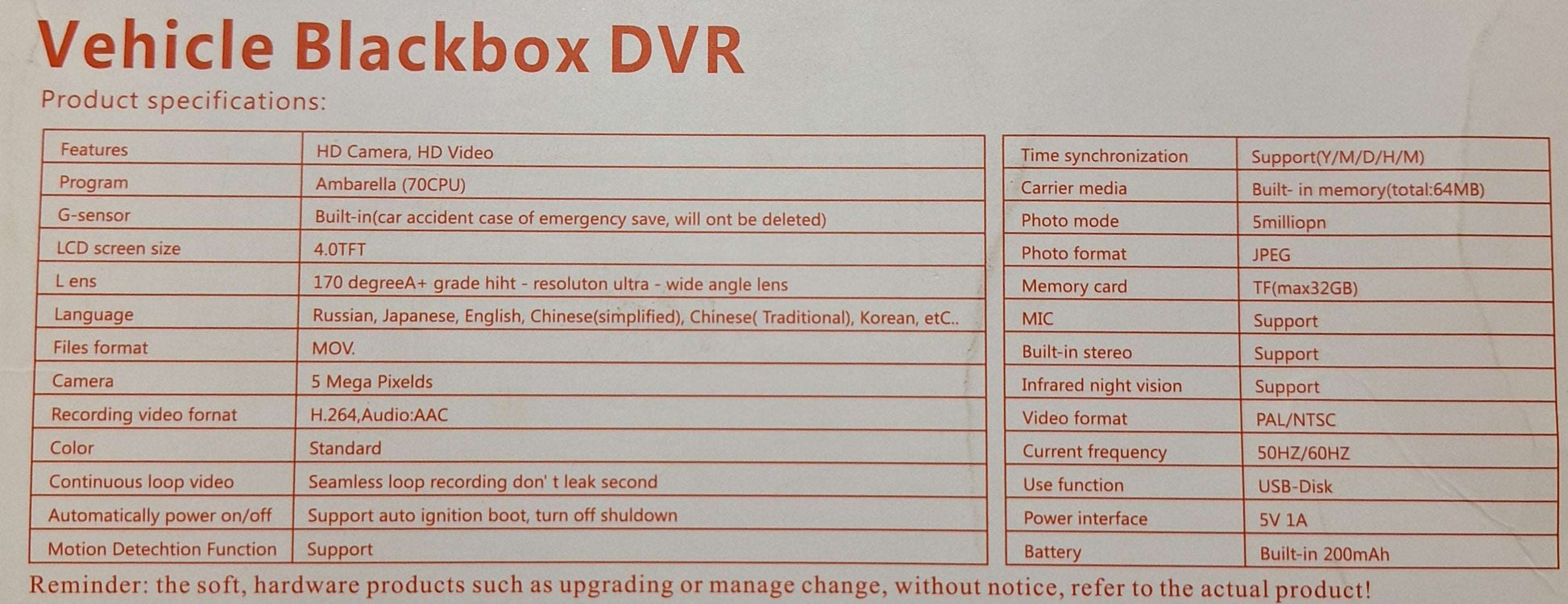 Full HD Vehicle Dash Cam/ Black Box DVR