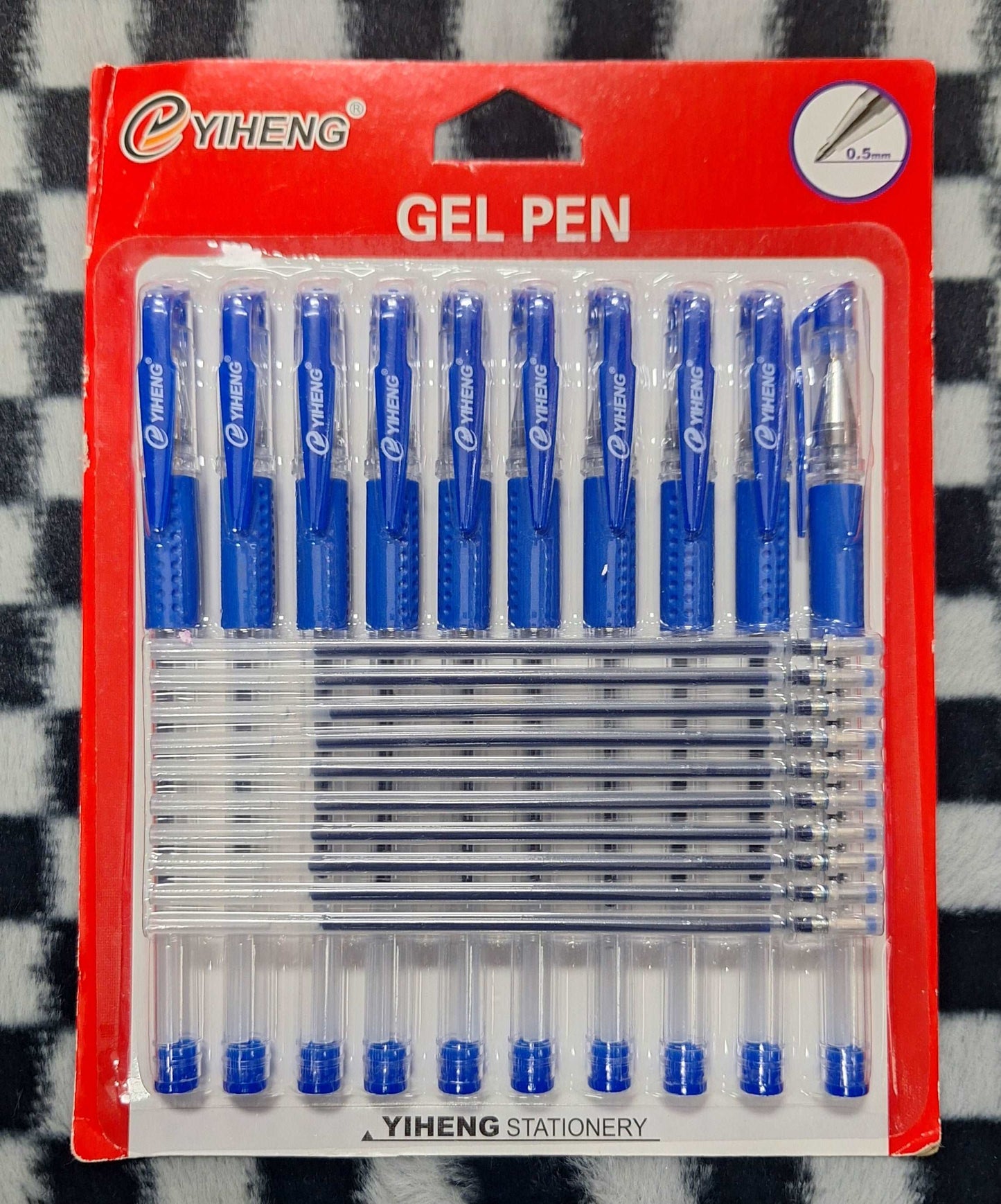 10pc Blue Gel Pen With x10 Refills - 0.5mm