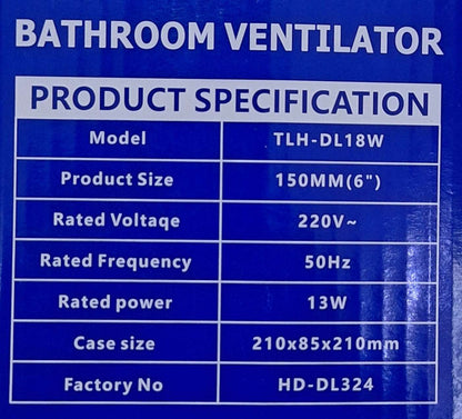 6" Inch 150mm Bathroom Ventilator