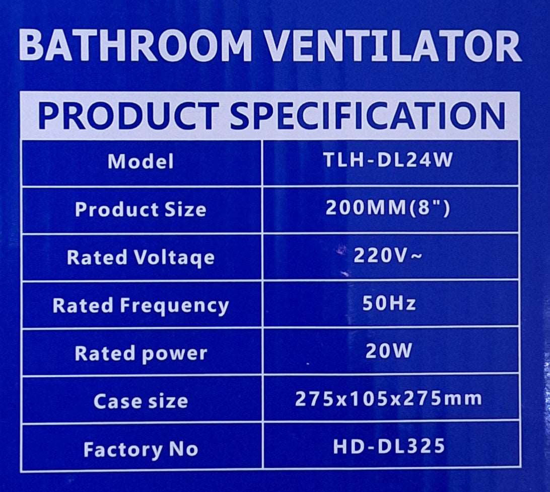 8 Inch 200mm Bathroom Ventilator