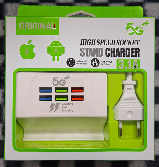 High Speed 3.1A 6 Port USB Stand Charger