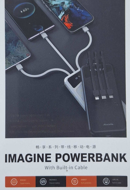 10000mah 2A Power Bank With Built-in Cables