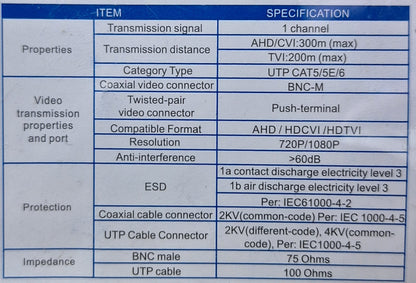 Passive HDCVI Transceiver Single Channel - 1080p