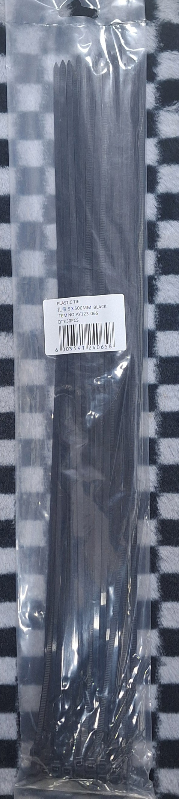 5x500mm Black Cable Plastic Ties - 50pcs