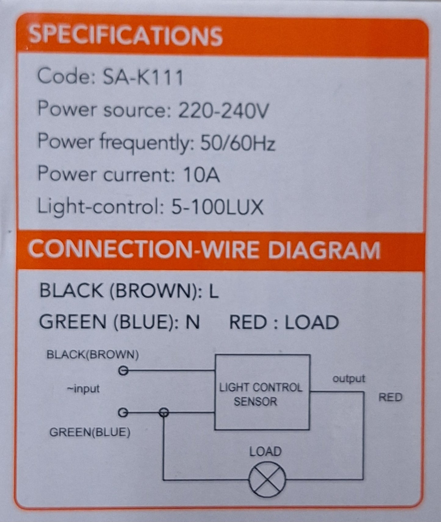 Hello Today 10A Day/Night Sensor