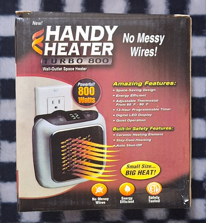 Handy Heater 800 Watts Wall Outlet Space Saving Heater